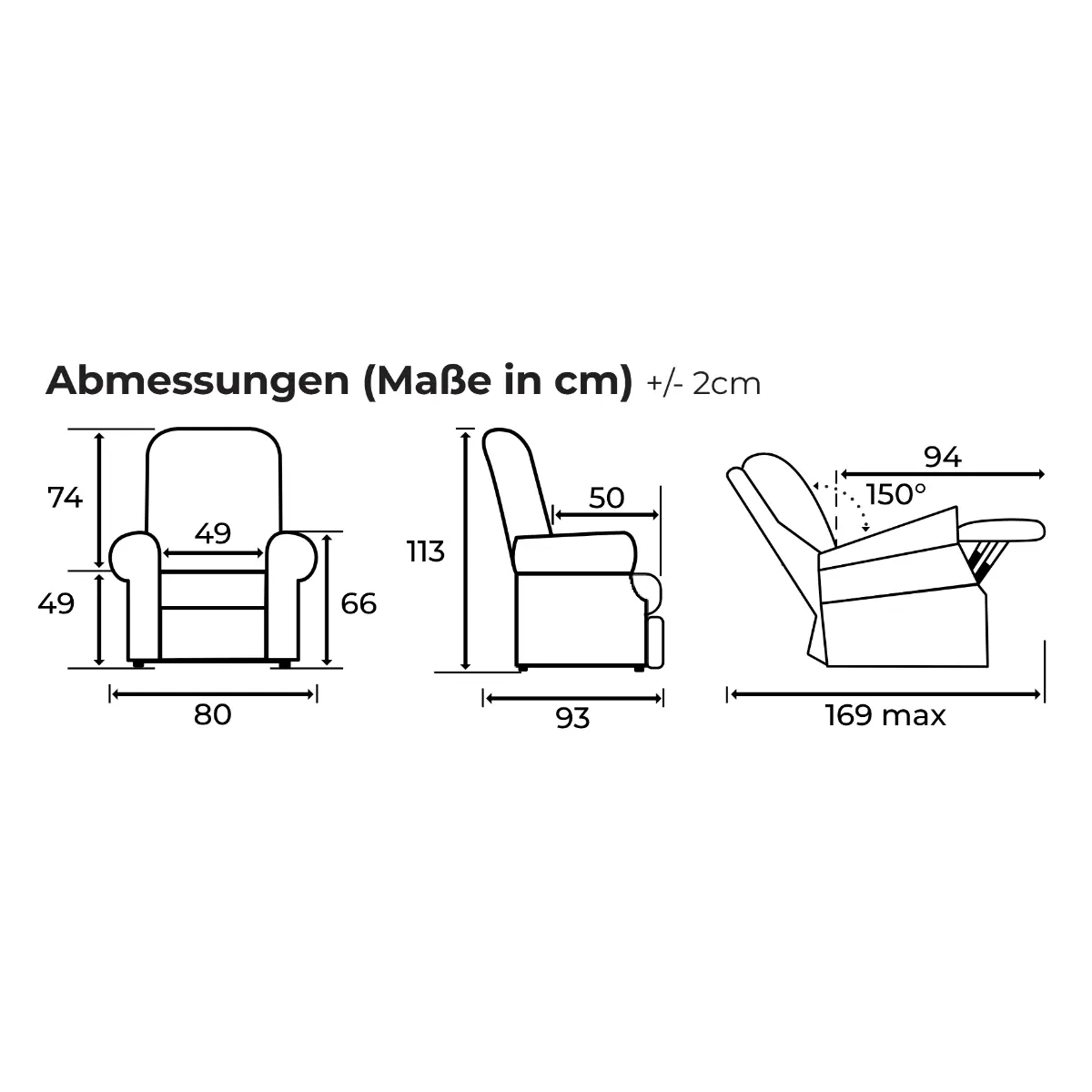 Aufstehsessel Florenz Abmessungen