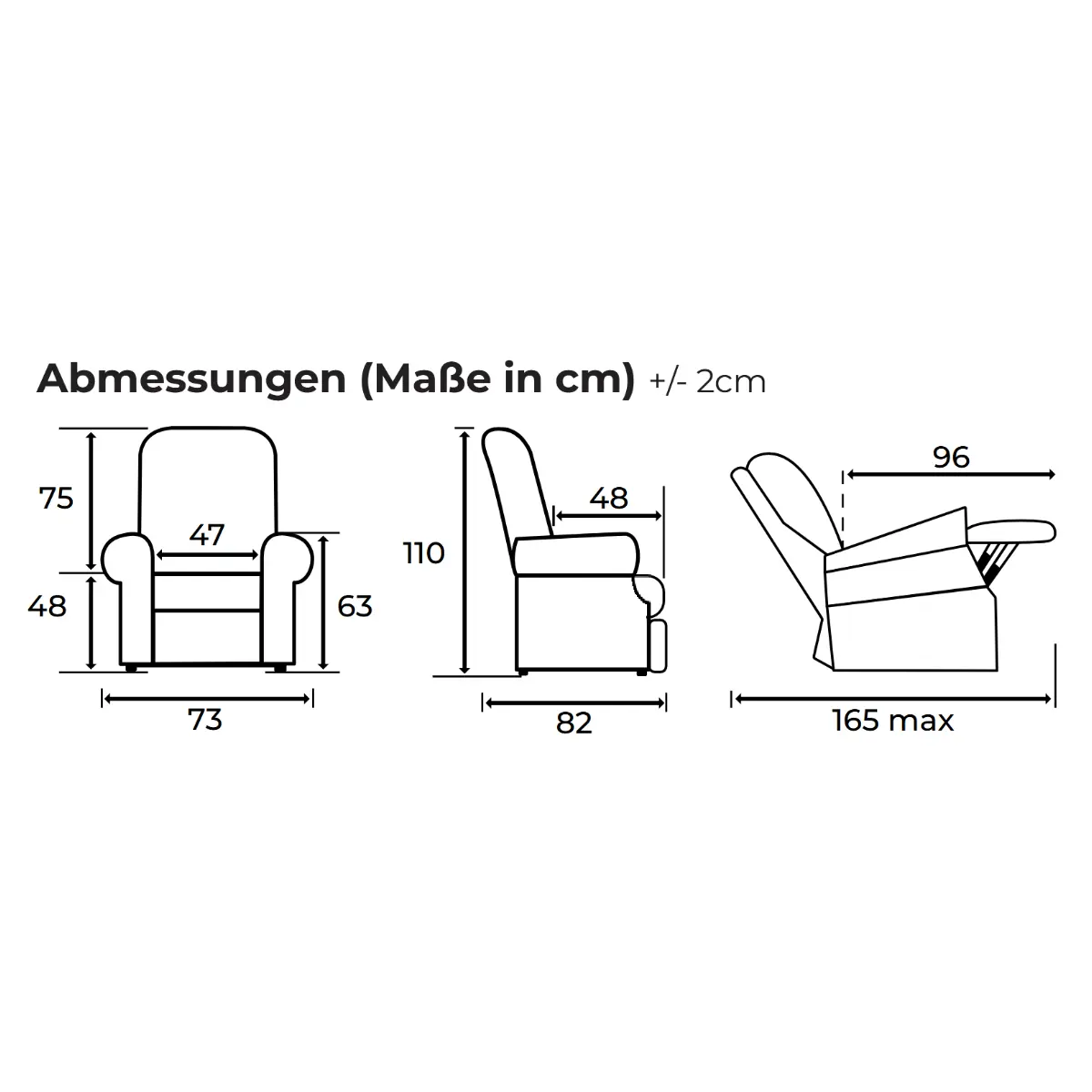 Aufstehsessel Genua Abmessungen