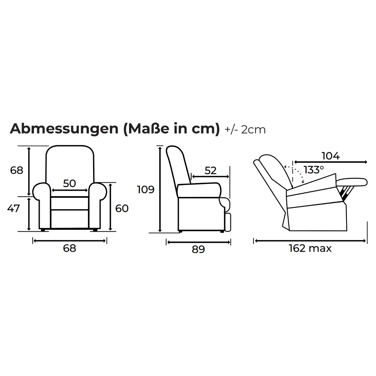 Aufstehsessel Melo Abmessungen